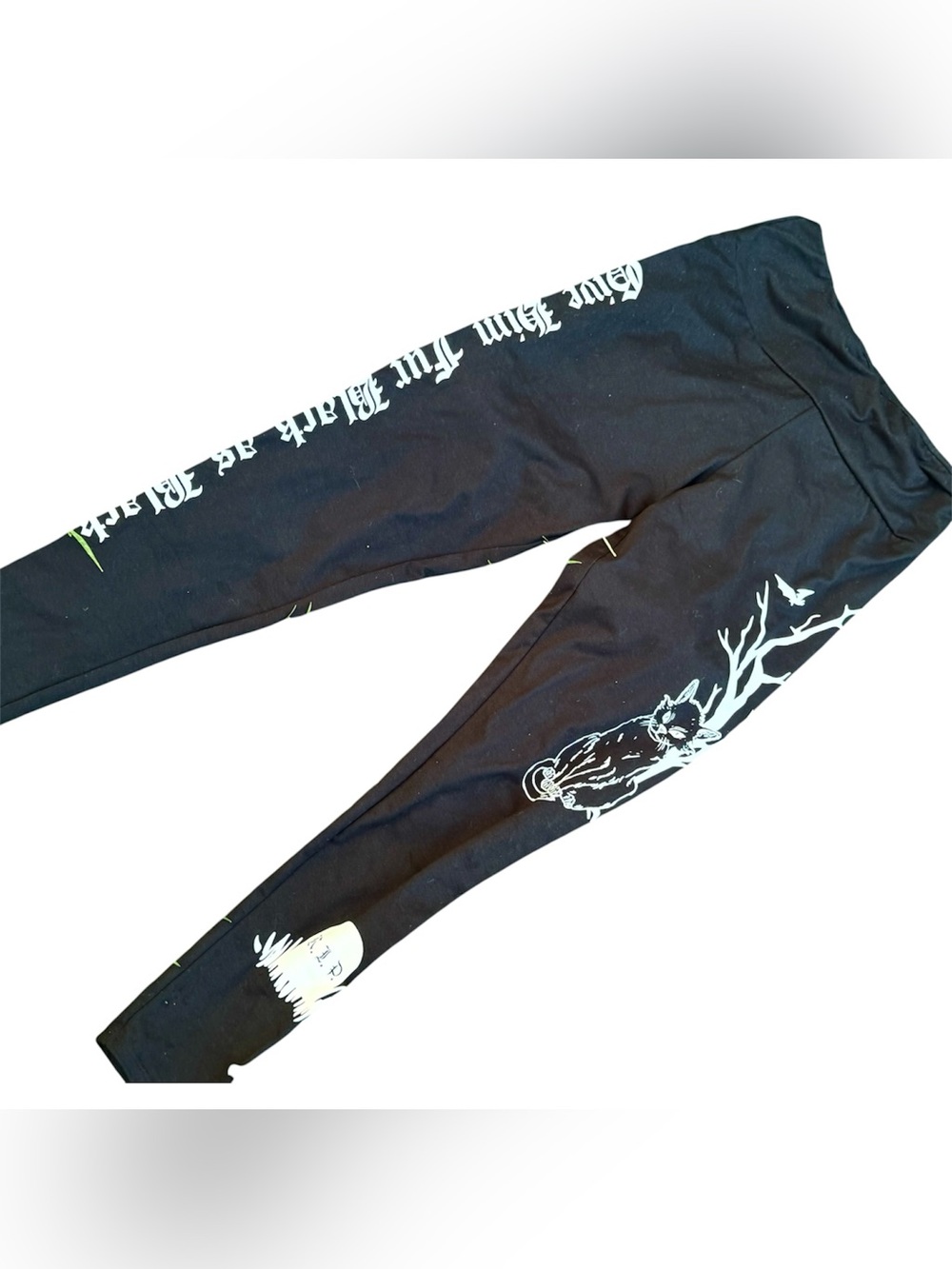 Hot Topic Hocus Pocus Binx Cat Black Goth Halloween Stretchy Leggings Pants M
